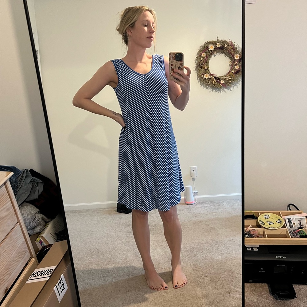 Soft Blue Striped Dress - Picture 9 of 13